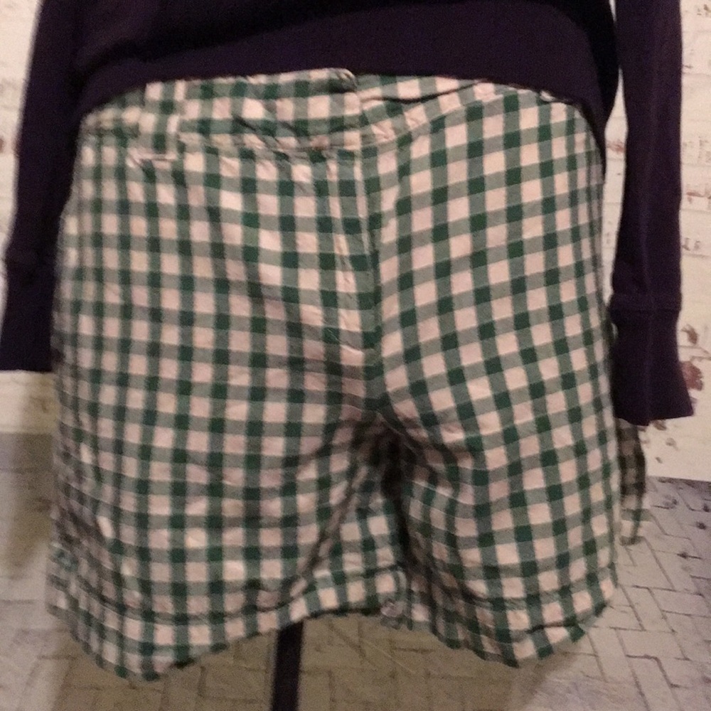 Green /Cream plaid shorts lands end 12